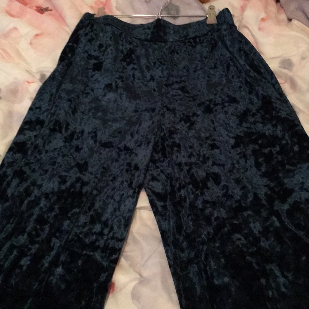 green velvet bell bottoms